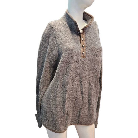 Lands End Taupe Wool Pullover size Medium Men's Fall Winter - Picture 3 of 8